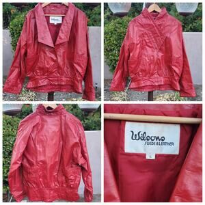 Vtg Wilson's Suede & Leather Red Leather Jacket